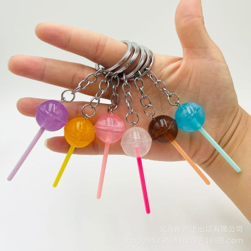 Llaveros Colgantes de Piruleta de Simulación Accesorios de Llavero con Forma de Caramelo de Colores