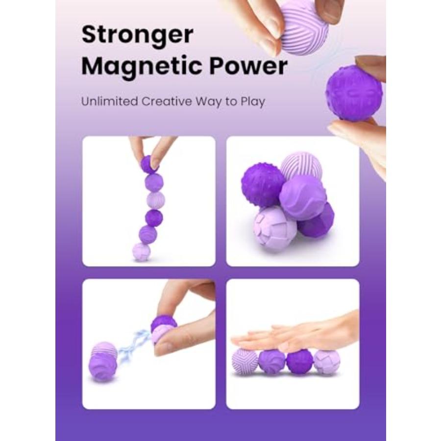 Silicone Magnetic Fidget Balls For Adults - 6Pcs Stress Relief Sensory Toys For Anxiety And Adhd, Quiet Office Desk Toys, Ideal