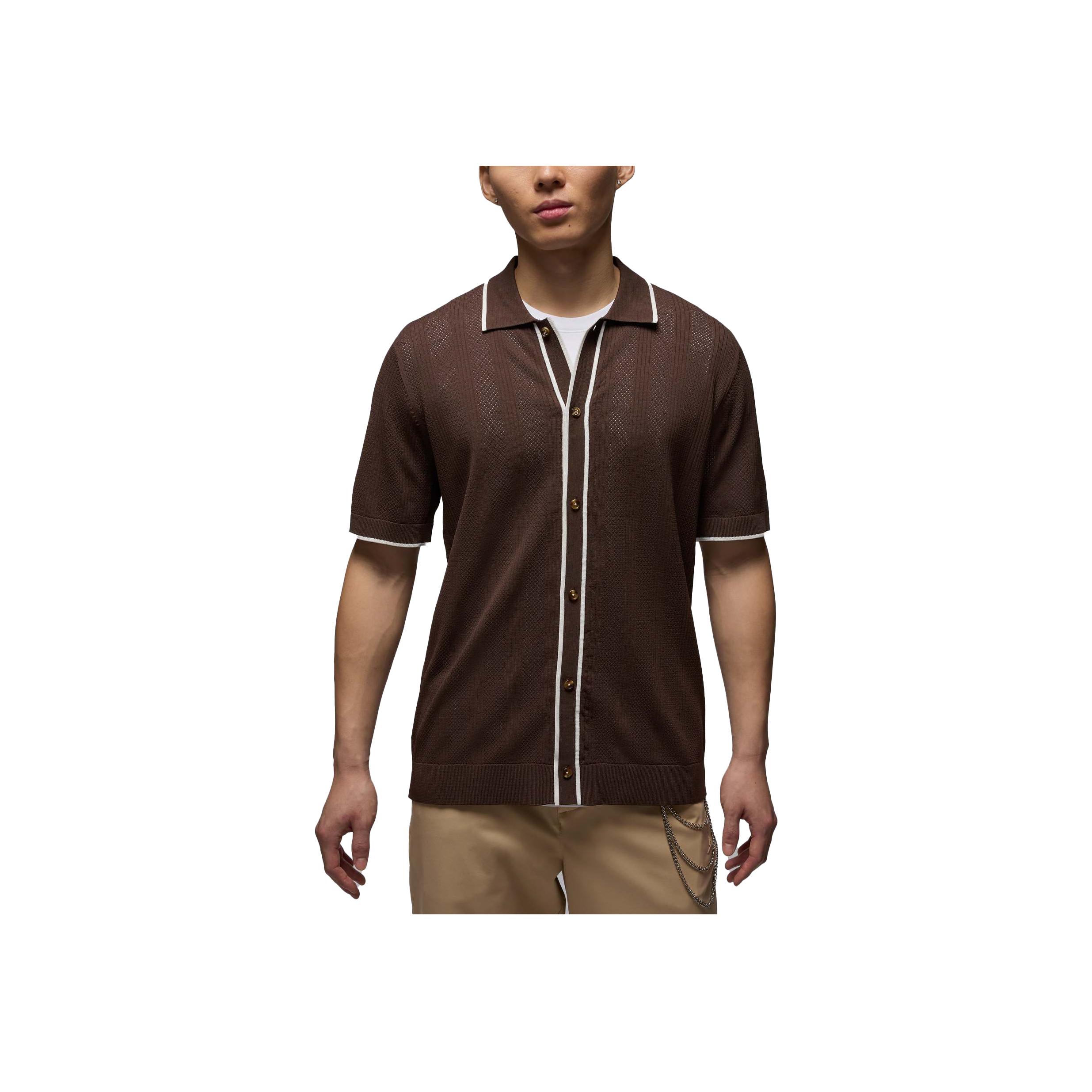 

Jordan Sport SS25 Soft And Comfortable Short Sleeve Golf Shirt Men tops Baroque-Brown Phantom-Gray-White HV1157-237