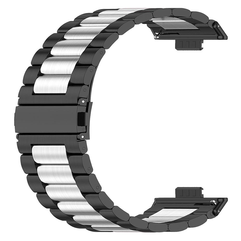 

For Huawei Watch Fit 3 Replacement Band Smart Watch Stainless Steel Strap with Tool Black+Silver+Black