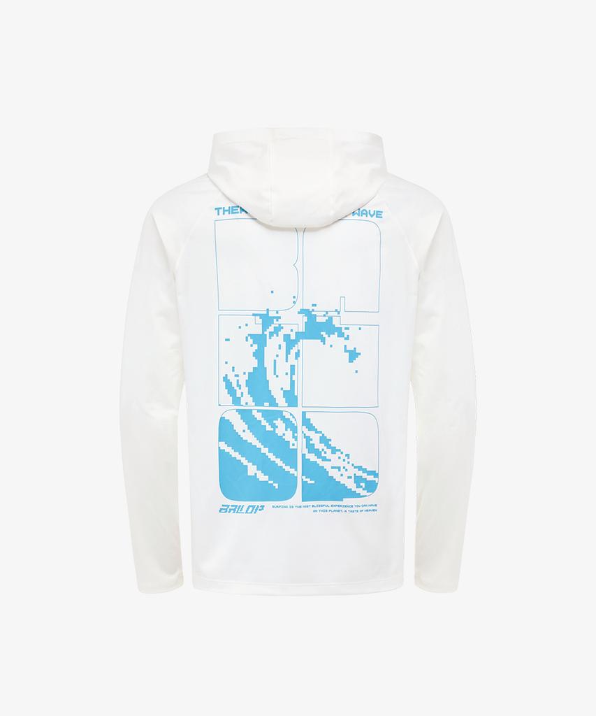 Baellob Unisex Ocean Wave Hooded Rash Guard Off-White