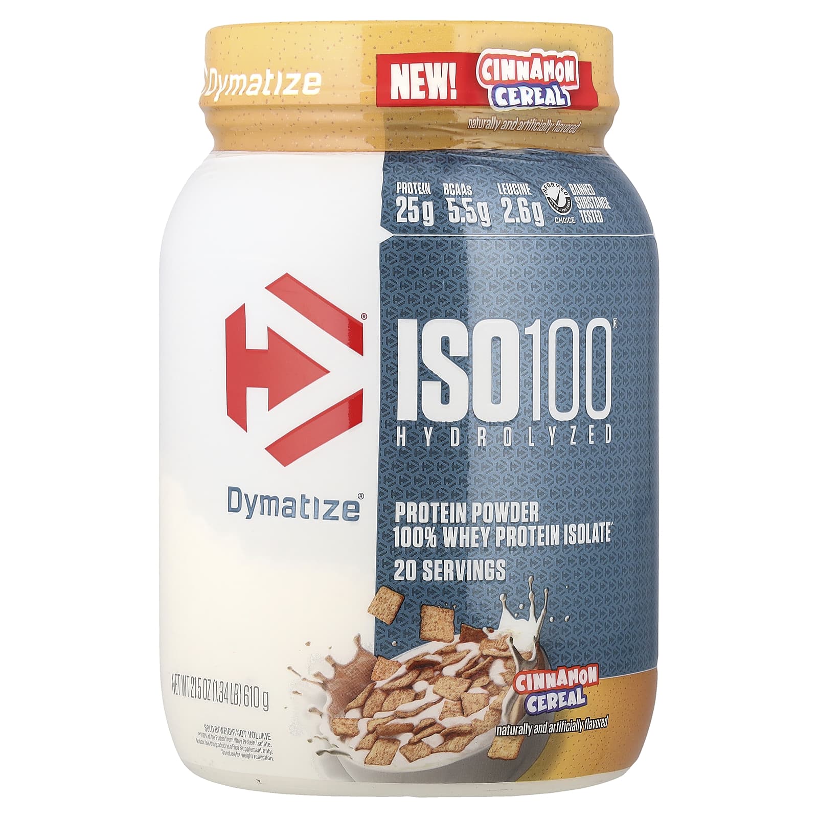 

Dymatize, ISO100® Hydrolyzed, 100% Whey Protein Isolate, Cinnamon Cereal, 610g (1.34lb)