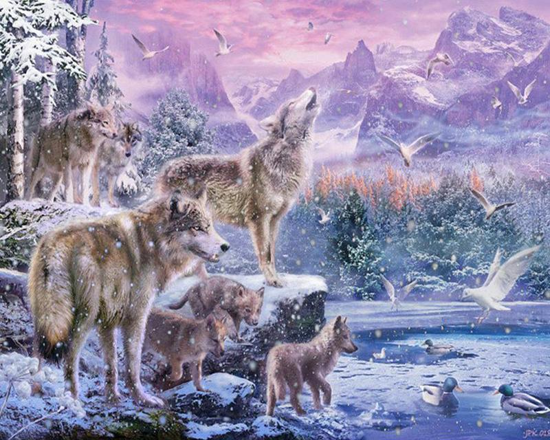 5D DIY Diamond Painting Animal Wolf Full Square/Round Diamond Embroidery Cross Stitch Mosaic Handmade Gift