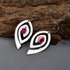 Pink Ruby Gemstone Silver Plated Dangle Drop Multi Electroformed Ethnic Earrings V-88