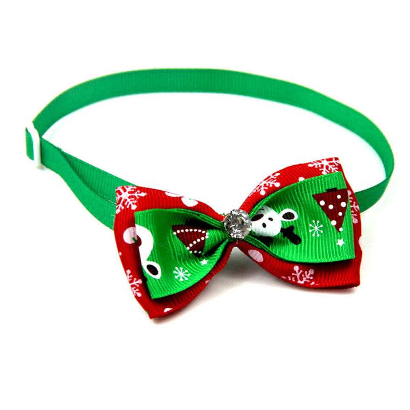 Pet  Collar Christmas Series Adjustable Flashing Diamonds Pet Bow Tie Collar