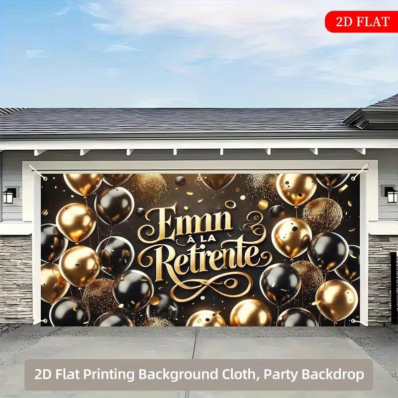 2D Black & Gold Balloon Backdrop for Elegant Retirement Celebrations 47.2x31.5inch/120*80cm