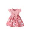 European & American Summer Baby Girl Fly Sleeve Dress with Headscarf - Patchwork Two-Piece Set