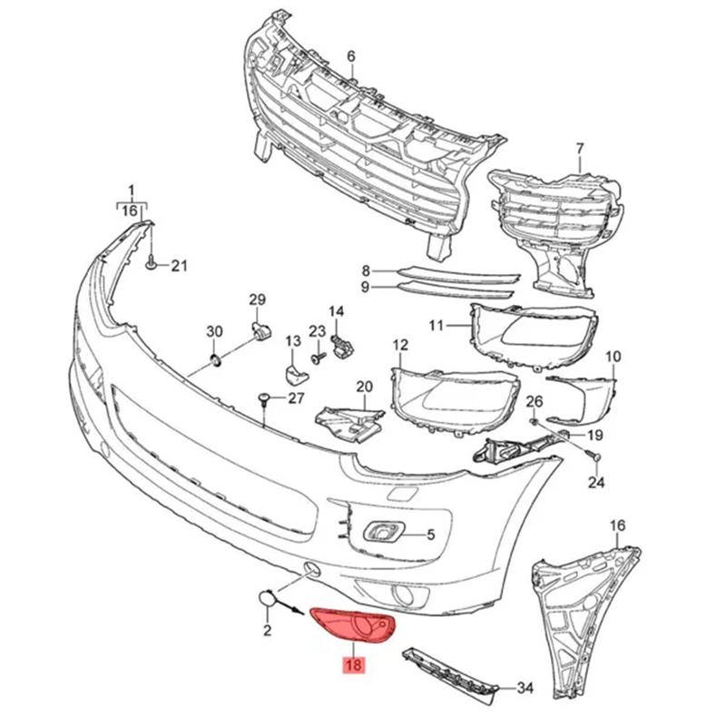 For Porsche Cayenne 2015-2018 1 Pair Front Bumper Fog Lamp Light Trim Cover 95850582300 95850582400 Accessories-A87Q