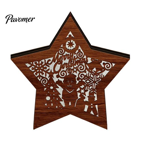 Christmas Gift for Kids 3D Wooden LED Night Light, Hollow Carved Tabletop Decor Warm Light Lamp with Glow, Festive Holiday Home And Office Decoration