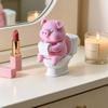 Cute Style Pig Toilet Figurine Pink Animal Sculpture New Pig Statue  Desktop Decor