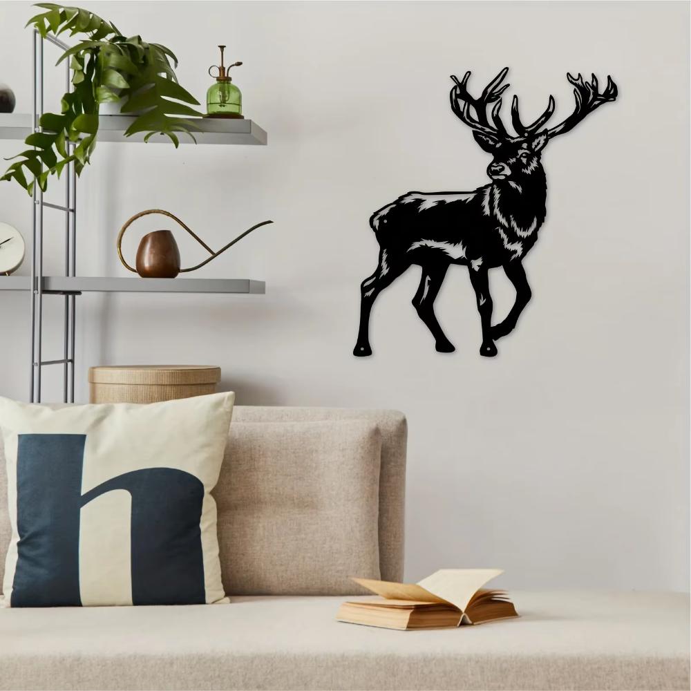 Metal Deer Cabin Decor - Gift for Deer Hunters. Outdoor & Room Wall Decor. Classic Silhouette Metal Artwork.