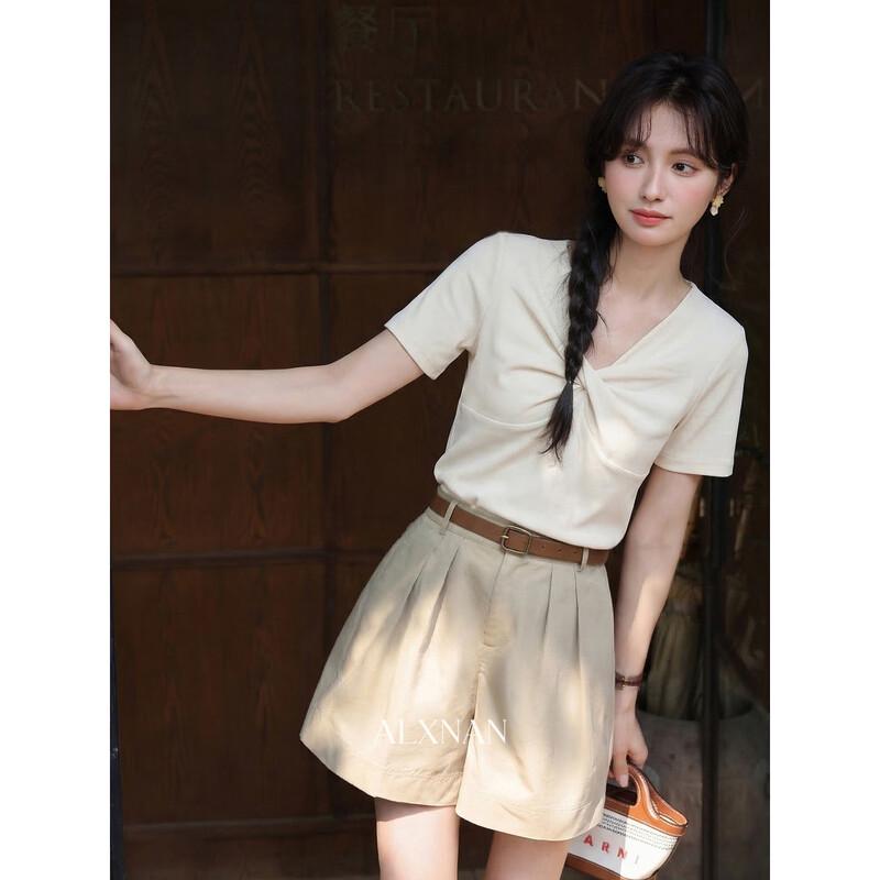 Luxiangnan Designed Twisted Short Sleeve Top S