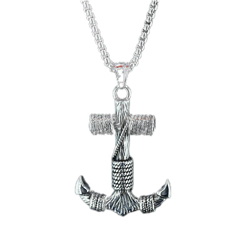 Vintage Pirate Anchor Necklace Pendant Men Sailor Personalized Hip Hop Fashion Jewelry