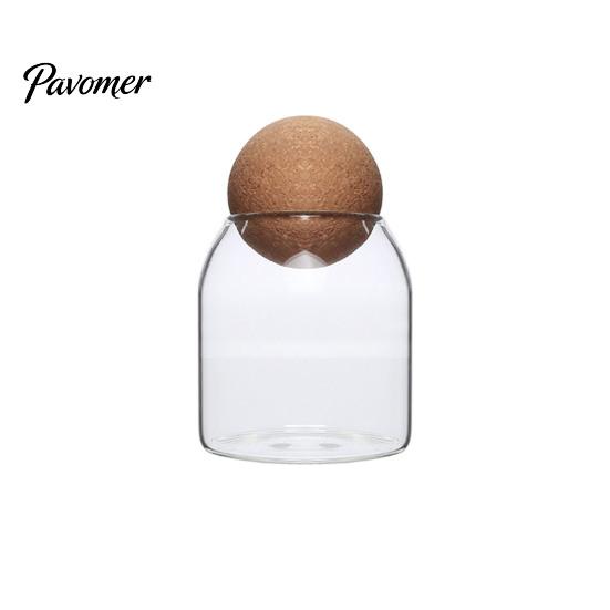 Gift for Home Organization Glass Storage Jar with Wooden Ball Cork Lid, Moisture-proof Airtight Food Heat Resistant Jars Container, Transparent