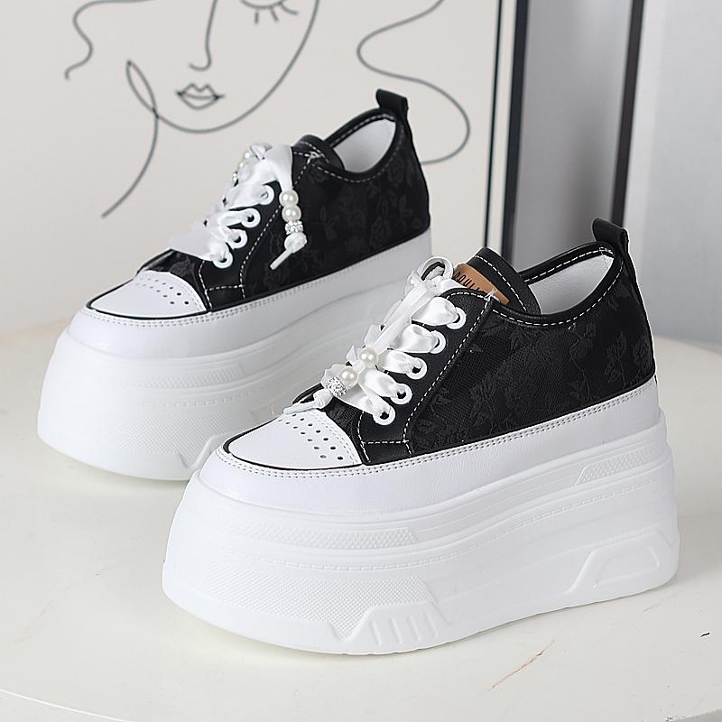 Fashion 12CM Slides Women Summer Shoes Platform Fashion Sandals Sneakers Lace Up Platform Wedge Genuine Leather Air Mesh Slippers