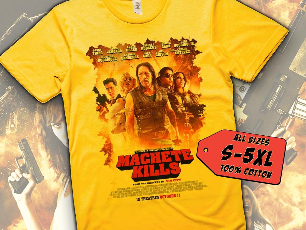Machete Kills V14 T-Shirt Vintage YELLOW T-Shirt DTG Digital Print Sizes S M L XL 2XL 3XL 4XL 5XL