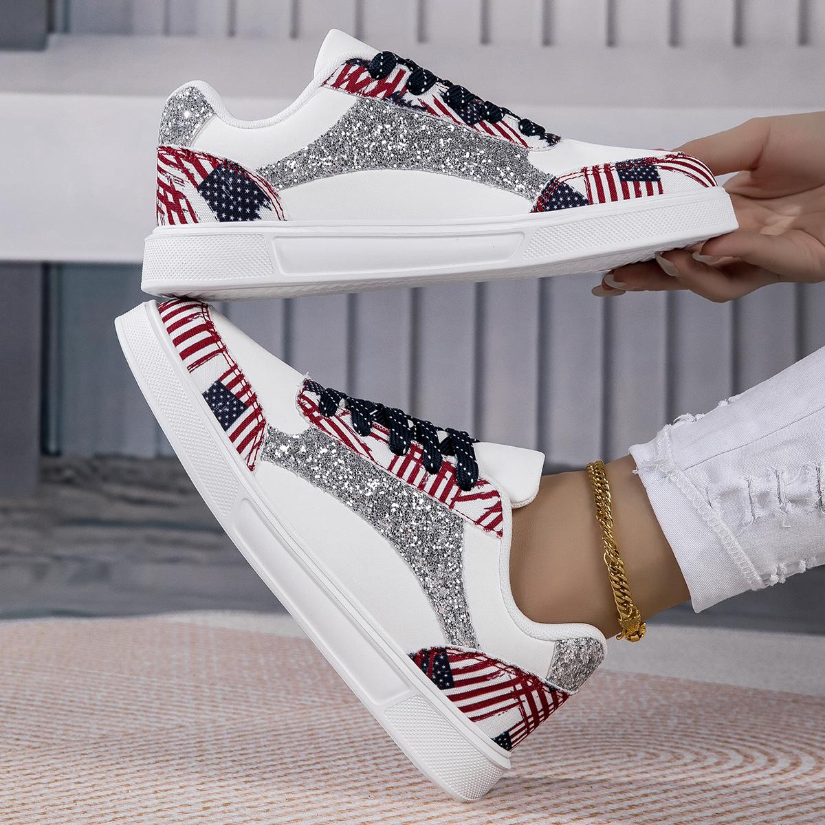 

MCTIN Белая обувь, женская спортивная обувь из искусственной кожи, черные кроссовки на плоской подошве с блестками, большие размеры 35-42 42