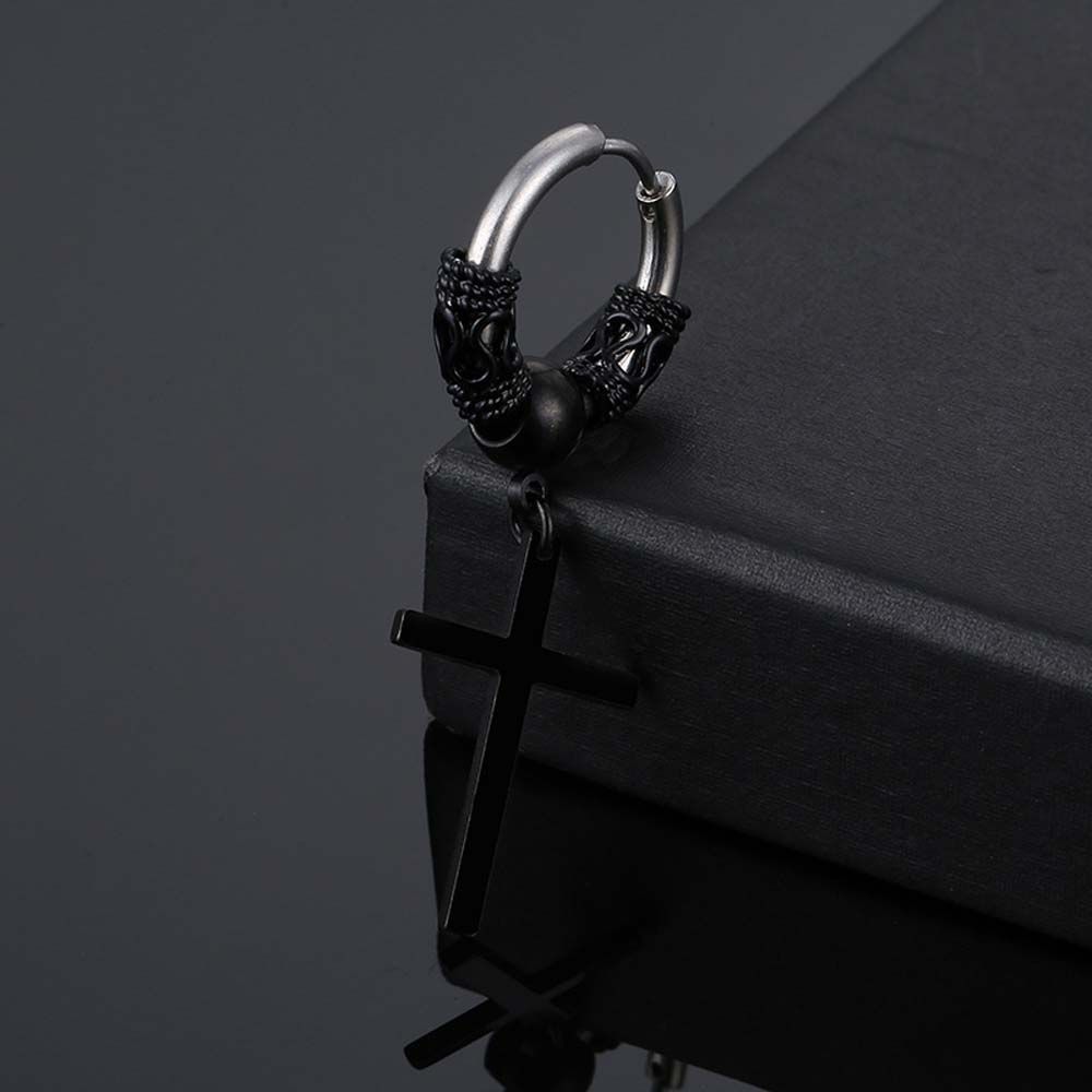 Cross Round Pendent Hollow Out Korean Dangle Earrings Ear Jewelry Stud Earrings Men Hoop Earrings
