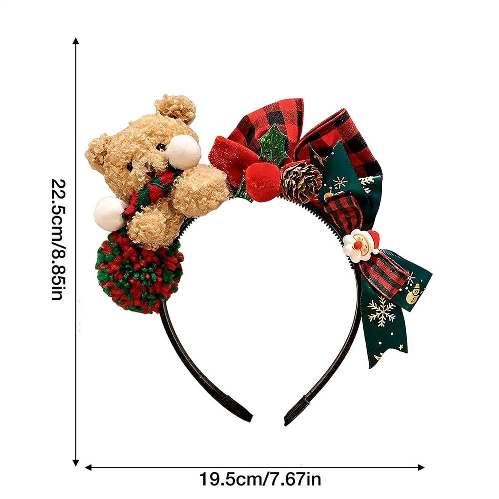 Christmas Headbands For Women Bear Design Hair Hoop Bear Design Girls Christmas Headband For Teens Party Holiday Celebration