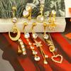 1pc Golden Belly Button Rings Pack Stainless Steel Long Dangling Navel Belly Piercing Jewelry For Women 14G Belly Bar Kit Stud