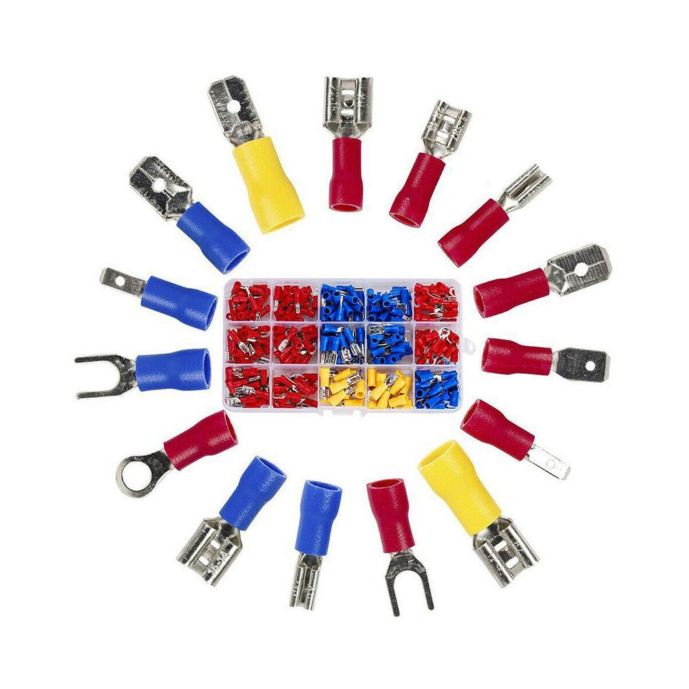 Wire Connector Crimp Spade Terminals Assorted Crimp Spade Terminal Insulated Electrical Wire Connector Kit Set 1 Hole 280PCS 80