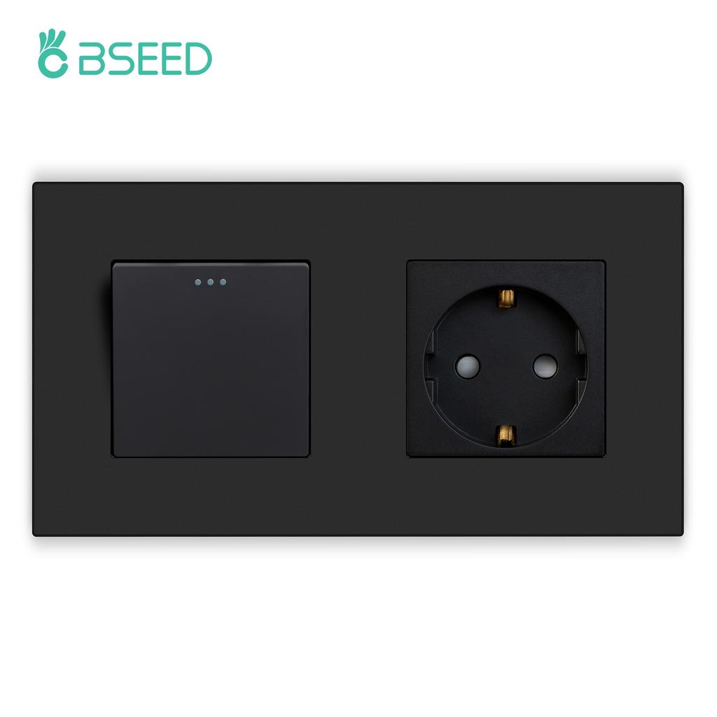 BSEED Einzelne EU-Wandsteckdose Doppel-USB-Steckdosen Typ C Dreifache Steckdosen Vier Steckdosen USB-C-Anschluss 2,1A Kunststoffrahmen