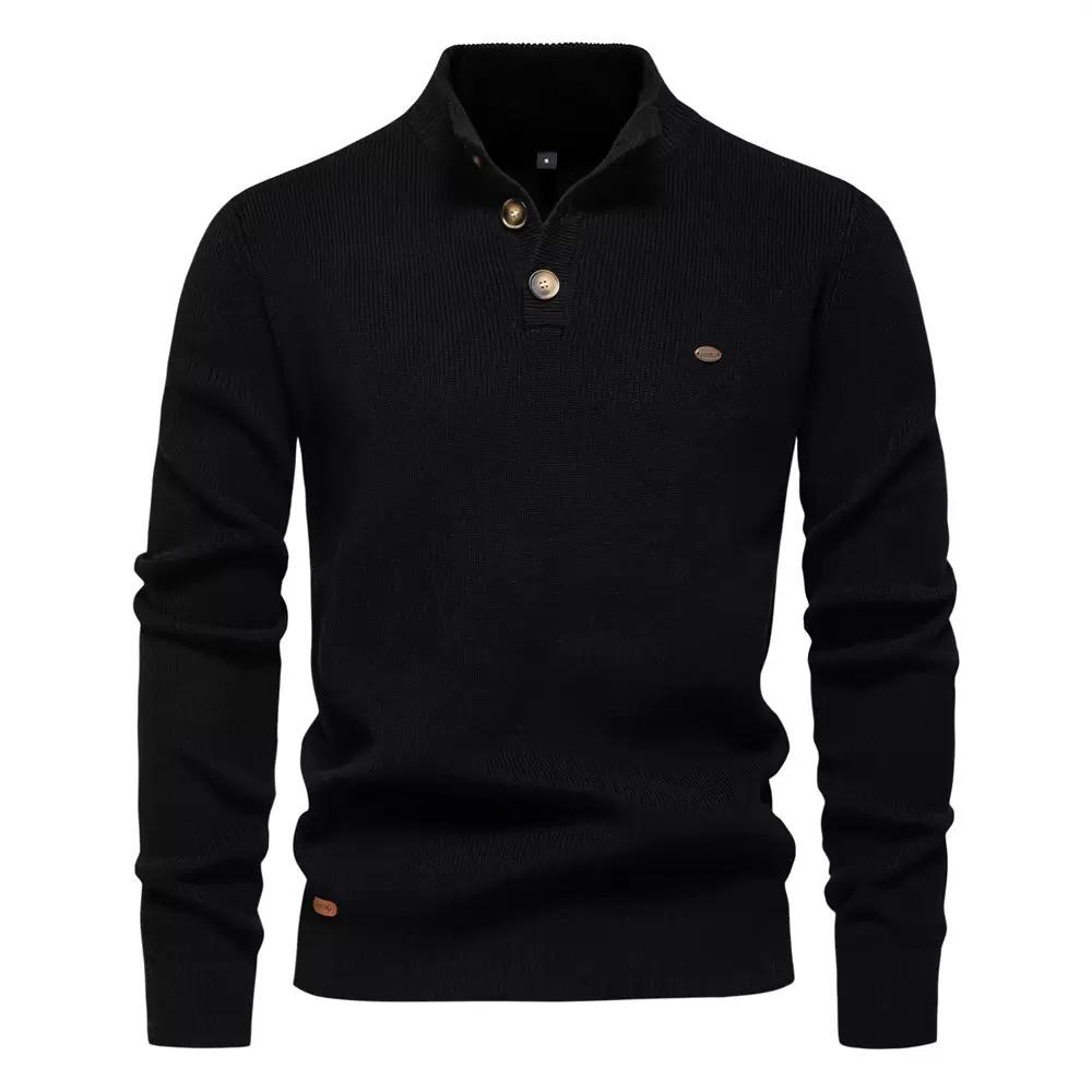 New Autumn Cotton Zipper Cardigans for Men Fashion Casual Social Men Sweaters High Collar Warm Winter Knitted Sweater Men