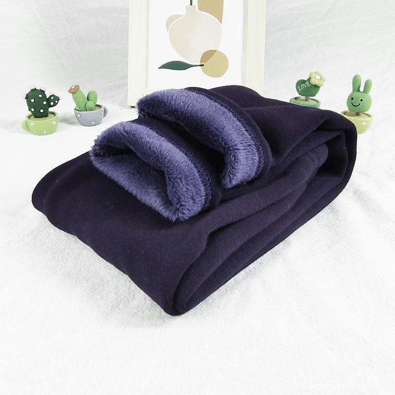 Children's Leggings Autumn Winter Solid Color Cotton Plus Velvet Warm Thick Trousers for Girls