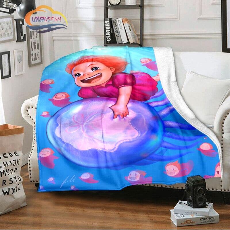 

Ponyo on the Cliff, милое мультяшное одеяло Миядзаки Хаяо, одеяло из анимационной серии, одеяло «Четыре сезона» для детей и взрослых 150x180cm