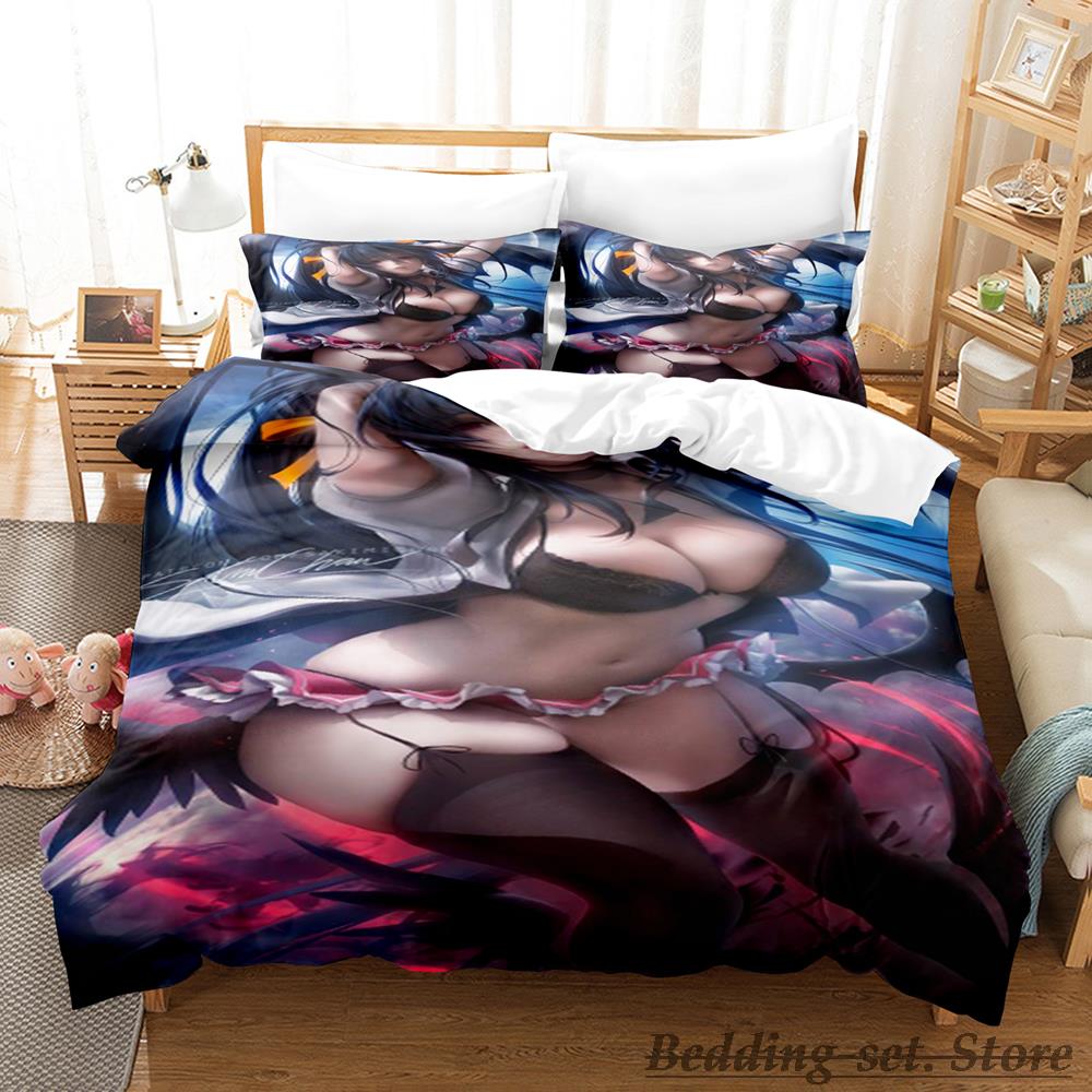 Customer Customization Bedding Set Cartoon Anime Three-piece Set Adult Kid Bedroom Duvetcover Sets 3D Kawaii Girls