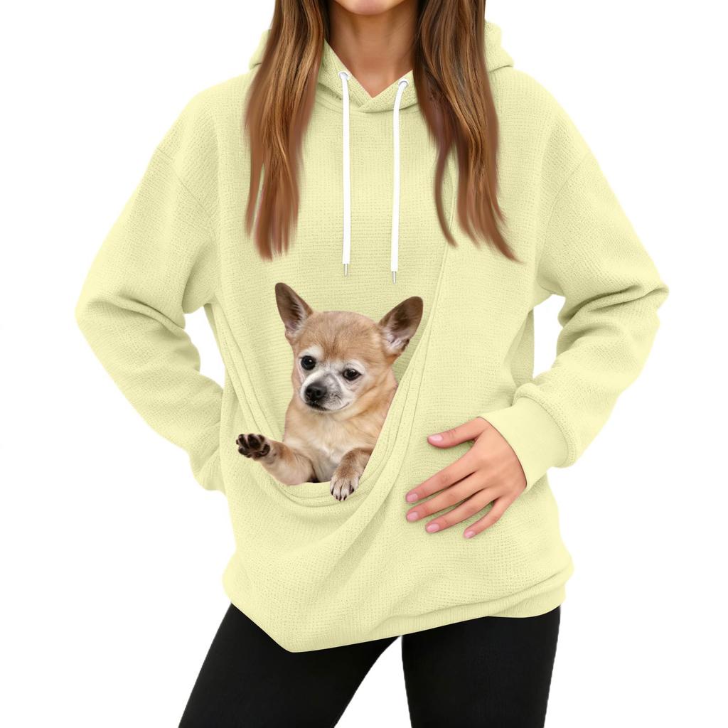 Herre- og dame unisex mote avslappet topp ensfarget langermet kjæledomslomme hettegenser sweatshirt