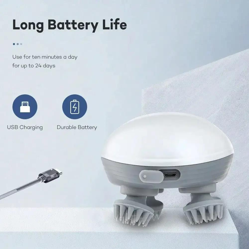 Electric Head Scalp Massager For Stress Relax With 4 Massage Heads Body Massager Relax Shoulder Neck Portability
