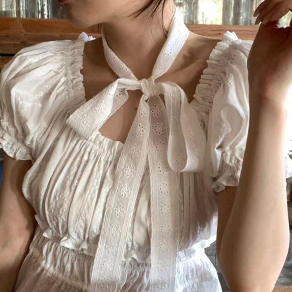 

Cotton Ribbon Long Scarf Pastoral Style Ribbon Hair Strap Street Dance 3