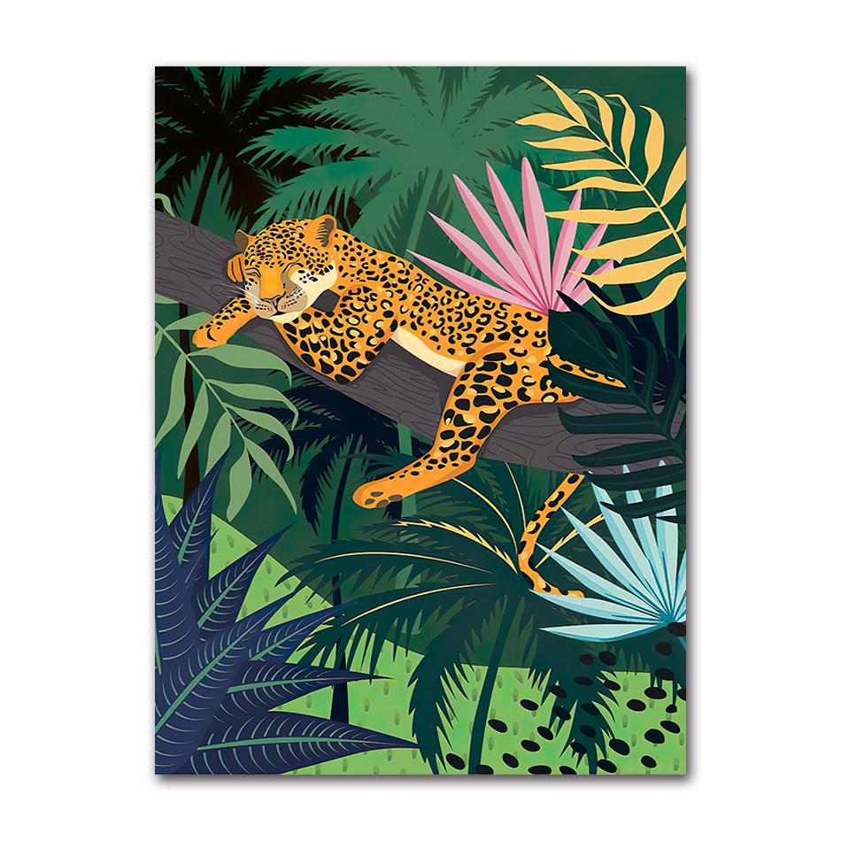 Posters and Prints Monstera Leaf Canvas Painting Wall Art Pictures for Living Room Home Decor Flamingo Leopard Jungle Nordic