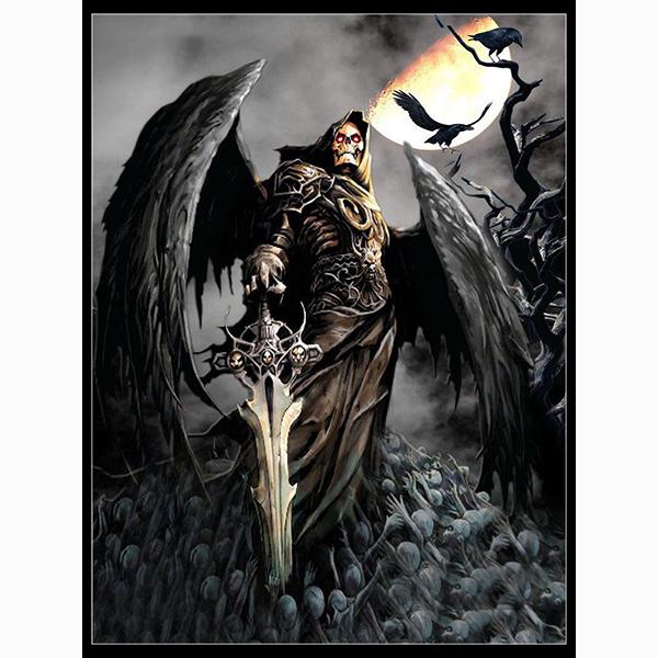 DIY Full Round Drill Angels of Death Skull Diamond Rhinestone Painting Grim Reaper Mosaic Pictures Cross Stitch Embroidery Home Decor