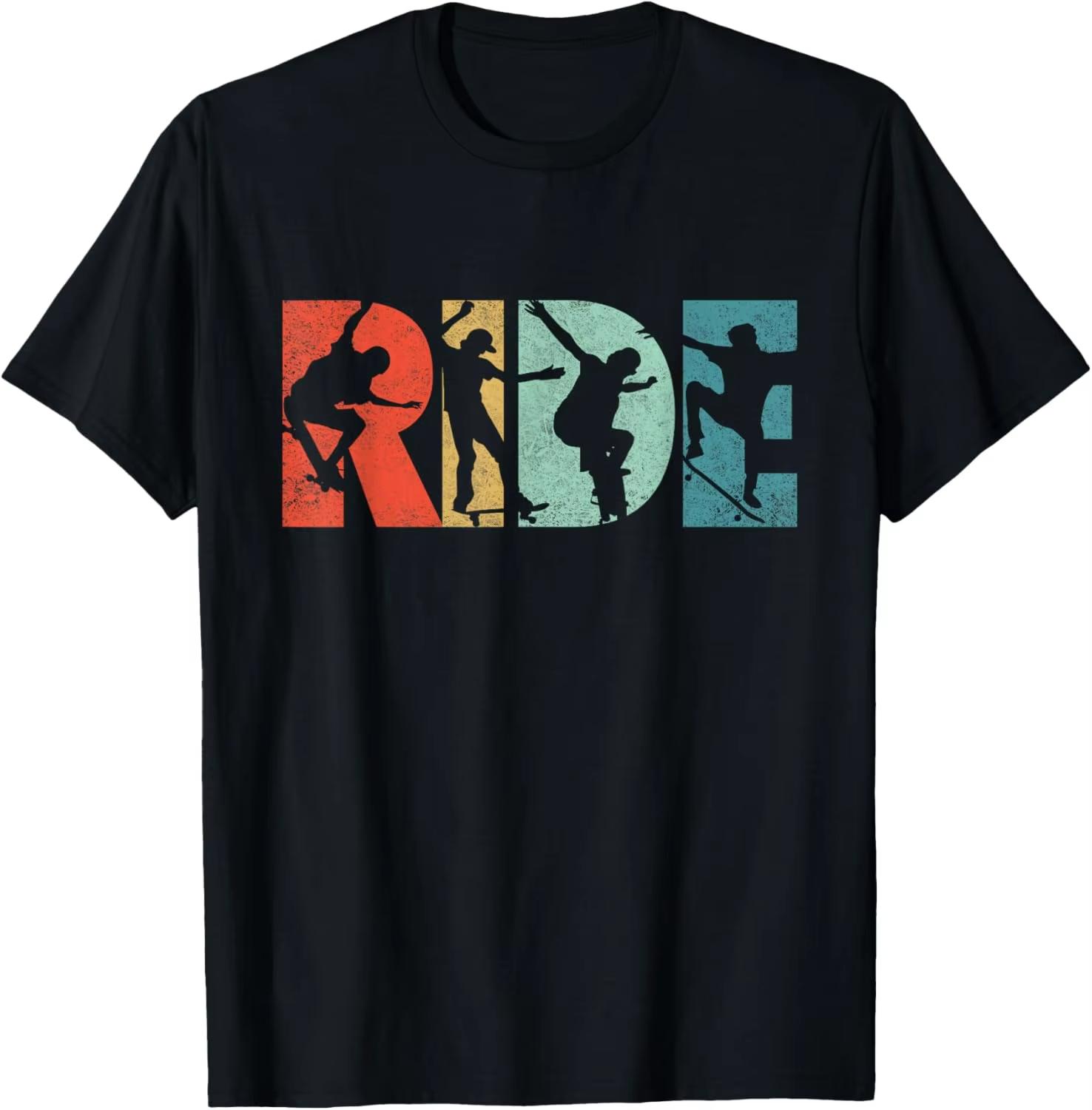 Skateboard Ride Skateboarding Vintage Gift for Skateboarder T-Shirt Unisex Summer Streetwear Tops Vintage T Shirt Camisas S