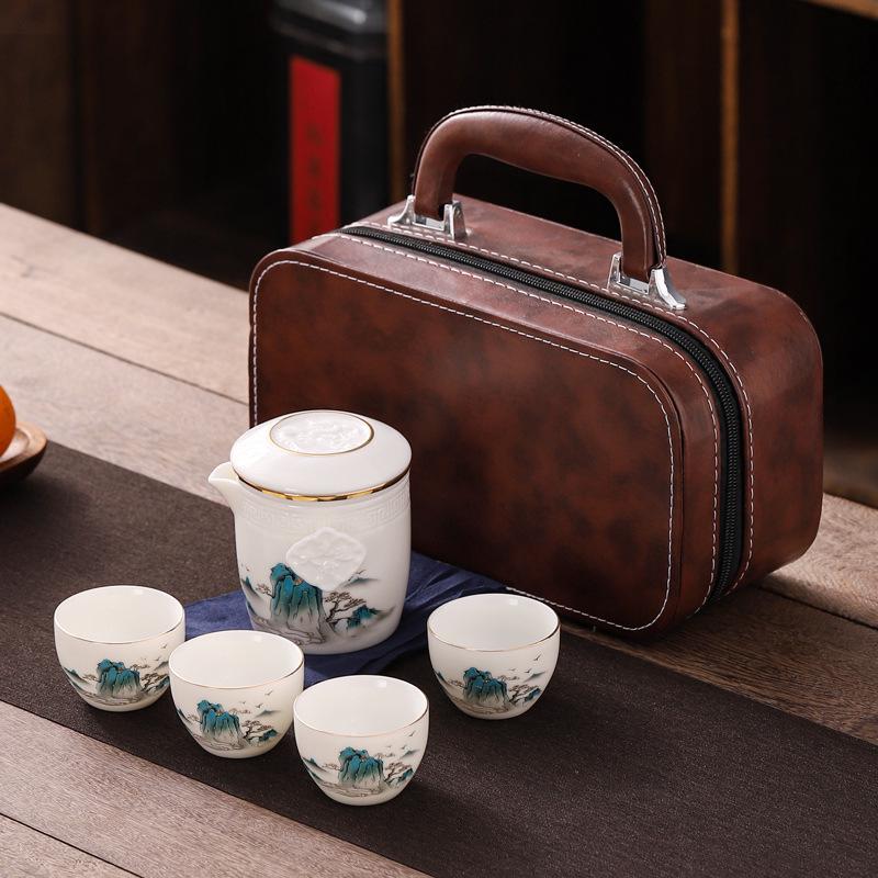 Panda-Themed Jade Tea Set 2024: Cultural Sichuan Travel Set - Perfect for Home, Outdoor Use & Gifts