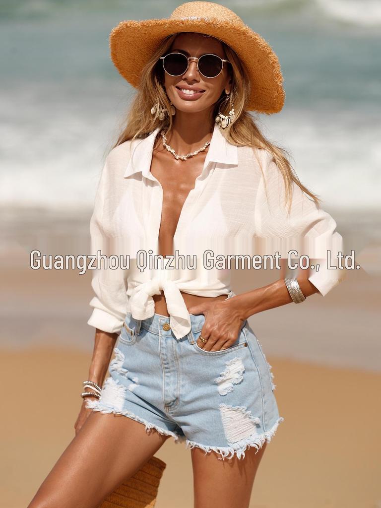 Women's Summer Beach Long Sleeve Cover-Up Cardigan Bikini Top
