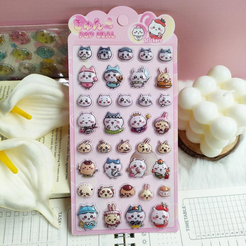 New Cute Cartoon Anime 3D Stickers - Hot Relief Hollow Decals, Waterproof For Kids Laptop Decor & Anime Fans Kawaii Gifts