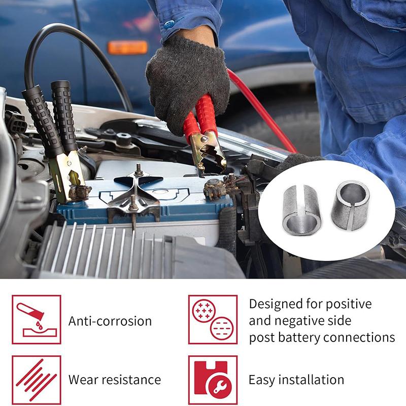 

2 шт. адаптеры для клемм автомобильного аккумулятора, втулки, преобразователи клемм автомобильного аккумулятора, втулки, адаптеры для клемм, положительная и отрицательная ремонтная прокладка