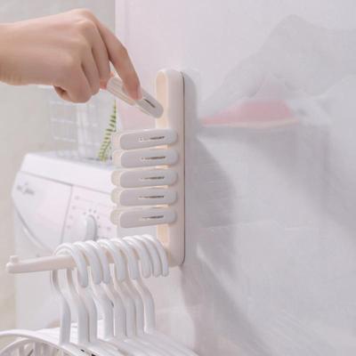 Folding Hanger Storage Rack No Punching Wall Hanging Home Balcony Dormitory Wardrobe Drying Rack Clothespin Collector