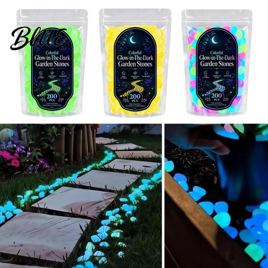 Fade Resistant Glow Rocks 1.5cm Luminous Stones in The Dark Garden Pebbles Outdoor Glowing Rocks Stones Decorative Pebbles for Pathway Patio