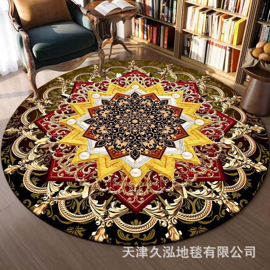 Circular Carpet Bedroom Living Room Carpet Coffee Table Carpet Home Sofa Circular Mat Ethnic Style Carpet