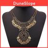 Ethnic Style Simulation Gemstone Multi Layer Round Coin Metal Necklace For Women
