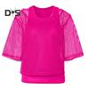 2 stuks/set dames mesh top vest set felle kleur o hals korte mouwen mesh cropped tops racerback pullover vest set