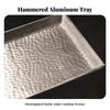Hammered Rectangular Tray Low-Height Metal Silver-Tone for Dresser