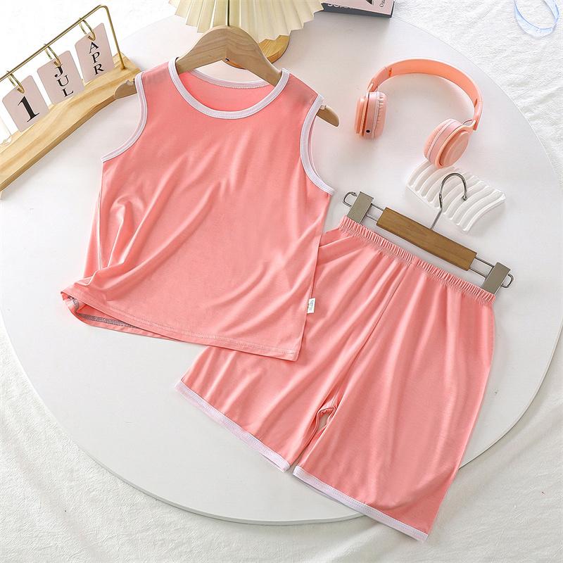 2026 Summer Children O-Neck Sleeveless Vest Suits Baby Spring Short Pants Two-pieces Set Cartoon Cotton Suit for Girl Boy