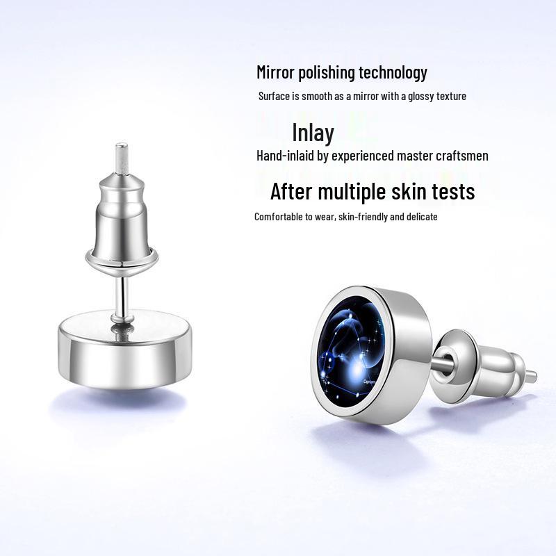

2022 Trendy Zodiac Luminous Stud Earrings: Unisex Korean Style for Men & Women