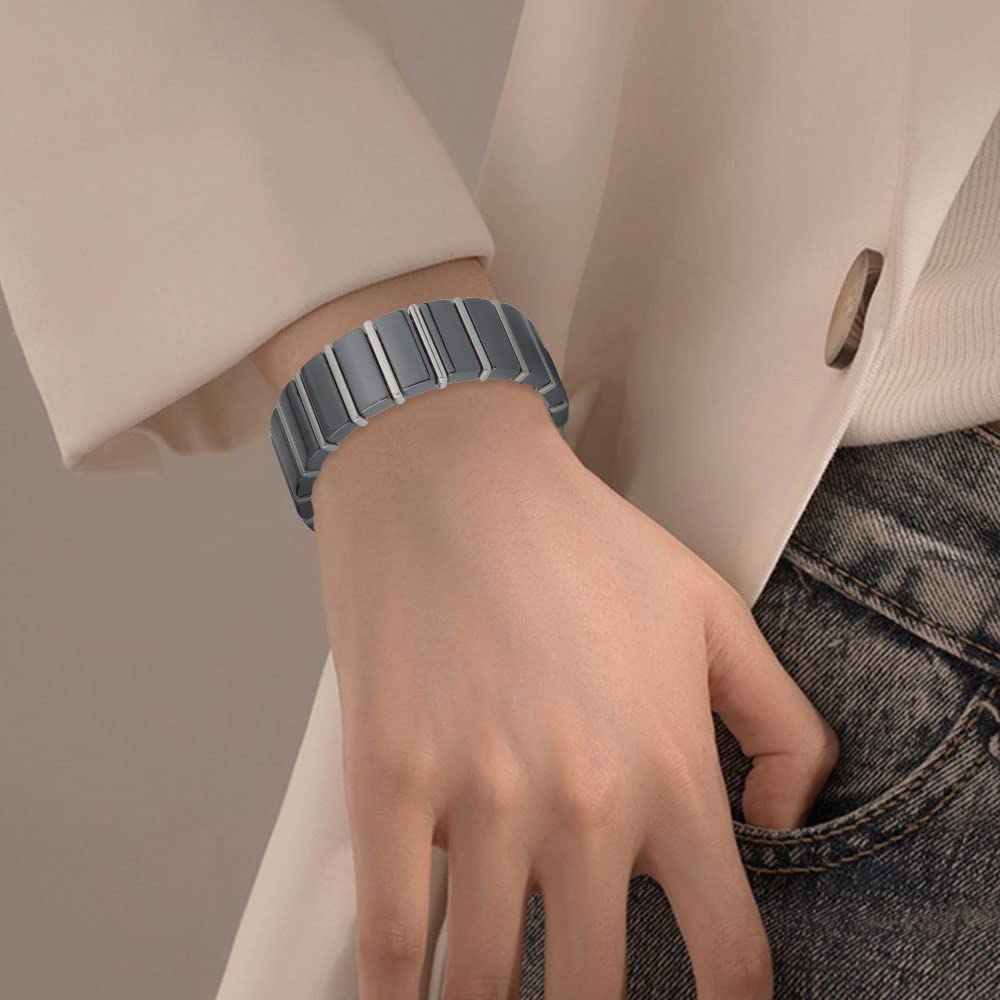 Hachi Ceramic Bangle with Germanium Bracelet for Men and Women, Magnetic Bangle, Anti-Static Bracelet, Health Accessory (18cm, Black)