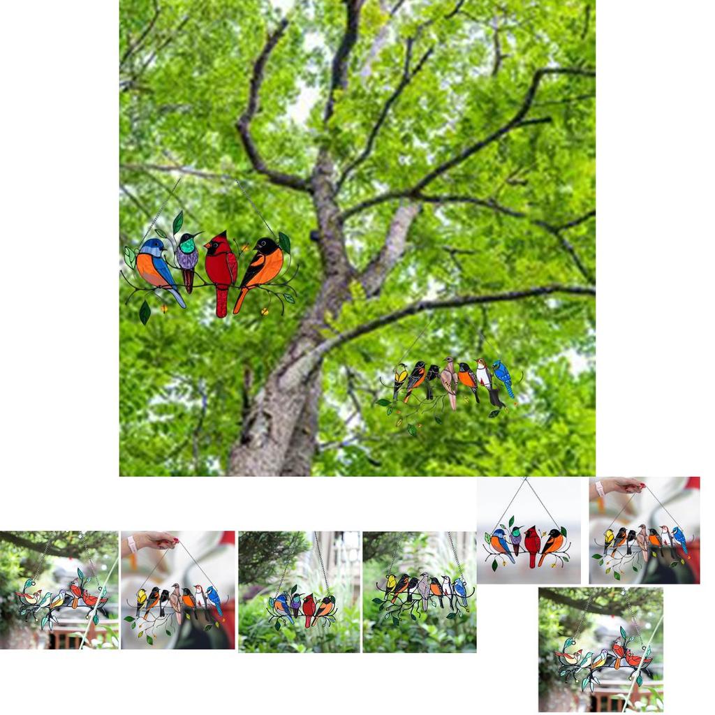 Colorful Mixed Stained Glass Birds Handmade And Unique Hanging Decoration